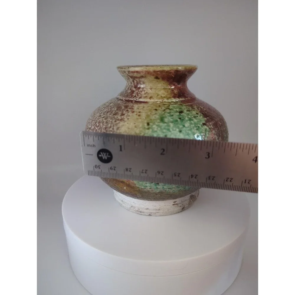 Steve Elgeson Studio Pottery Vase Signed 2004 Green Brown Glaze Hand Thrown Art